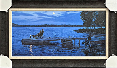 Eric Bjorlin Quality Time Fishing Dad and Son S/N Art Print Framed 34.5 x 20
