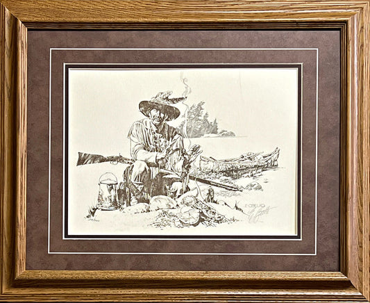 Ernie Cselko At the Fire Framed S/N Art print (21x17)