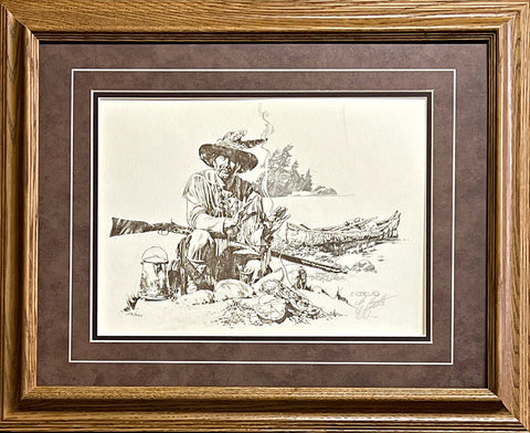 Ernie Cselko At the Fire Framed S/N Art print (21x17)