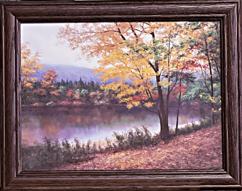 Diane Romanello Landscape Scene Golden Autumn  Framed 14.5 x 11.5