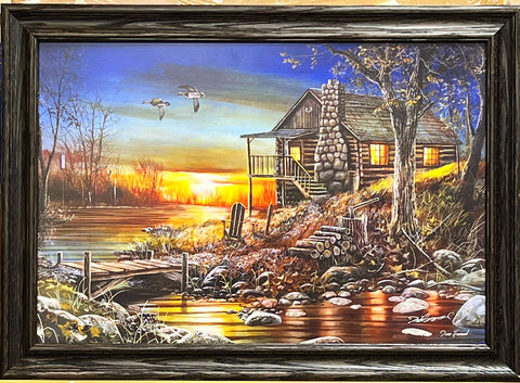 Jim Hansel Living the Dream S/N Cabin Lake Art Print-Framed 32 x 23