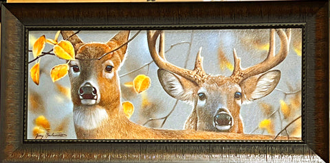 Jerry Gadamus Got Your Back Deer Buck Doe Art Print S/N Print-Framed 14 x 28
