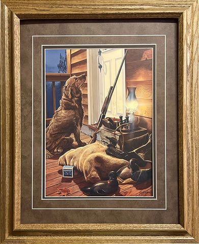 Scot Storm Opening Day Golden Retriever Hunting Print-Framed 17 x 21