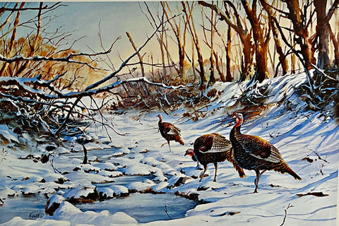 Jim Killen S/N Wild Turkey Art Print Winter Trio (24"x16")