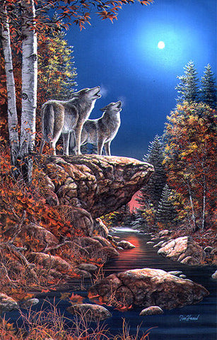 Jim Hansel Duet Wolf Wolve Art  Print 9 x12