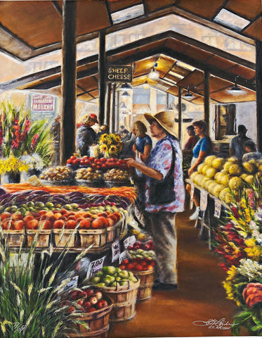 Susan Amidon The Farmers Market Art Print 13.5 x 17-FREE SHIPPING