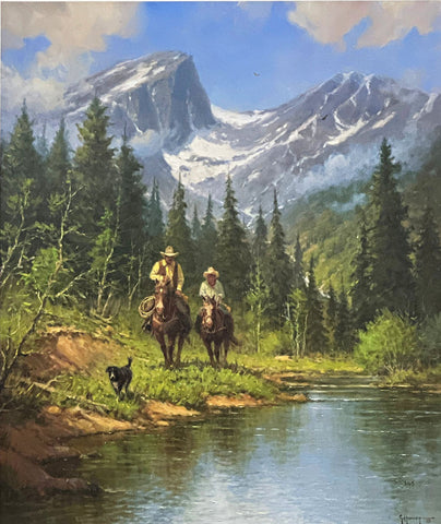 G. Harvey LE Western Mountain Man Art Print Beside Still Waters (18"x21.5") w/COA