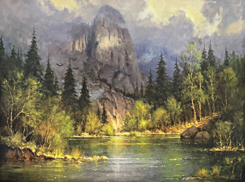 G. Harvey S/N Mountain Landscape Art Print Yosemite's Sentinel 22x16.5