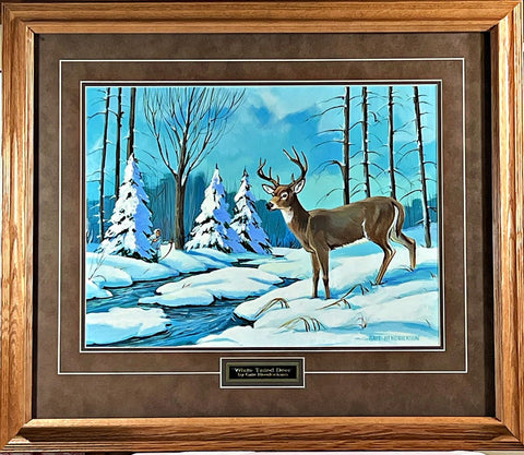 Gale Henderson White Tailed Deer Original Water Color Art Print