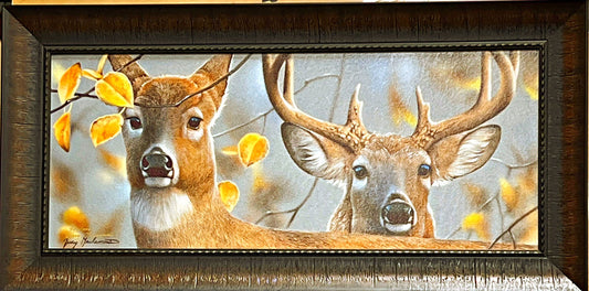 Jerry Gadamus Got Your Back Deer Buck Doe Art Print S/N Print-Framed 14 x 28