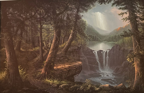 Jesse Barnes Pathways Lightning Waterfall Art Print  S/N 32 x 21