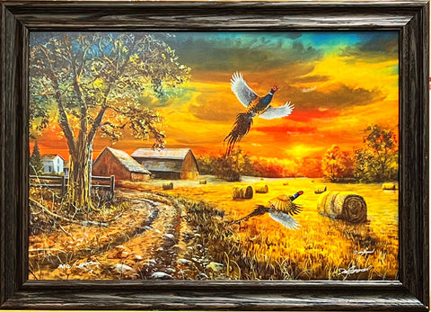 Jim Hansel Autumn Fields S/N Pheasant Farm Art Print-Framed 32 x 23