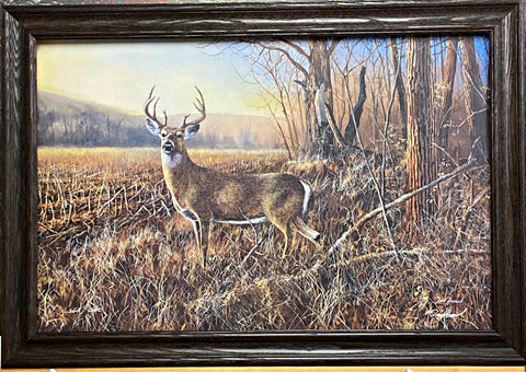 Jim Hansel Bluff Country Buck Deer farm Art Print Framed (Wood) 33 x 23
