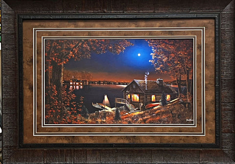 Jim Hansel Evening Serenity Cabin Lake Art Print-Frarmed 27.5 x 19.5