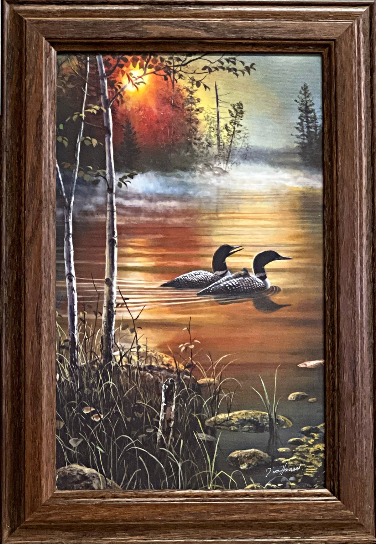 Jim Hansel Family Outing Loon Art Print Framed Decorator 10.5x14.5