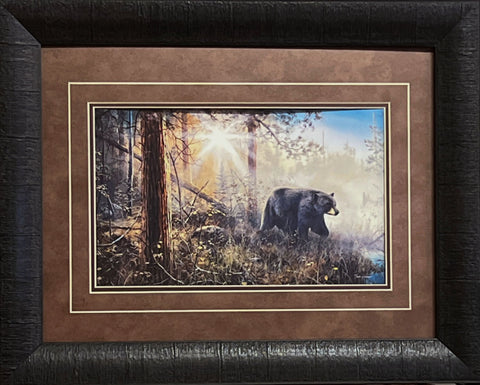 Jim Hansel Framed Bear Art Print Shadow in the Mist (19"x15")