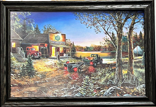 Jim Hansel Good Old Days Fishing Art Print-Framed 33.5 x 23.5