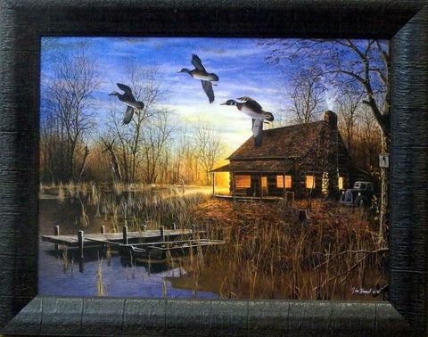 Jim Hansel Passing Through Duck   Studio Canvas Framed Print- 19" x 15"