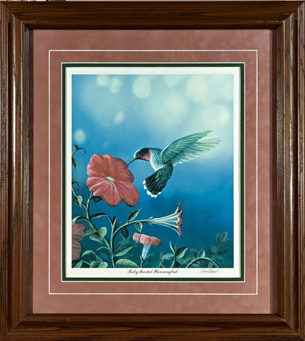 Jim Hansel Ruby Throated Hummingbird- Framed - 17 x 21