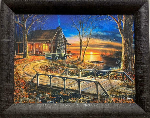 Jim Hansel Simpler Times Cabin Lake Art Print-Framed