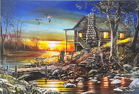 Jim Hansel S/N Cabin Print Living the Dream 28x19
