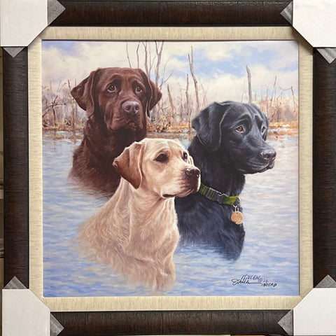 Jim Killen Legends Lab Hunting Dog Art Canvas Print-Framed 25 x 25