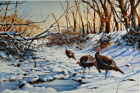 Jim Killen S/N Wild Turkey Art Print Winter Trio (24"x16")