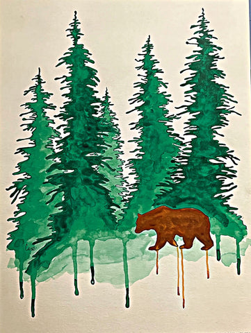 Katrina Case Bear Print Woodland Visitors 12 x 16