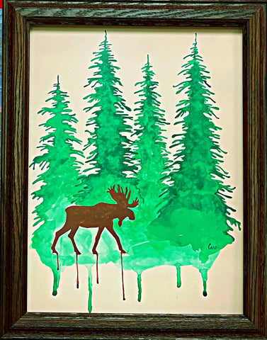 Katrina Case Moose Print Woodland Retreats Framed (Wood) 14.5 x 18.5