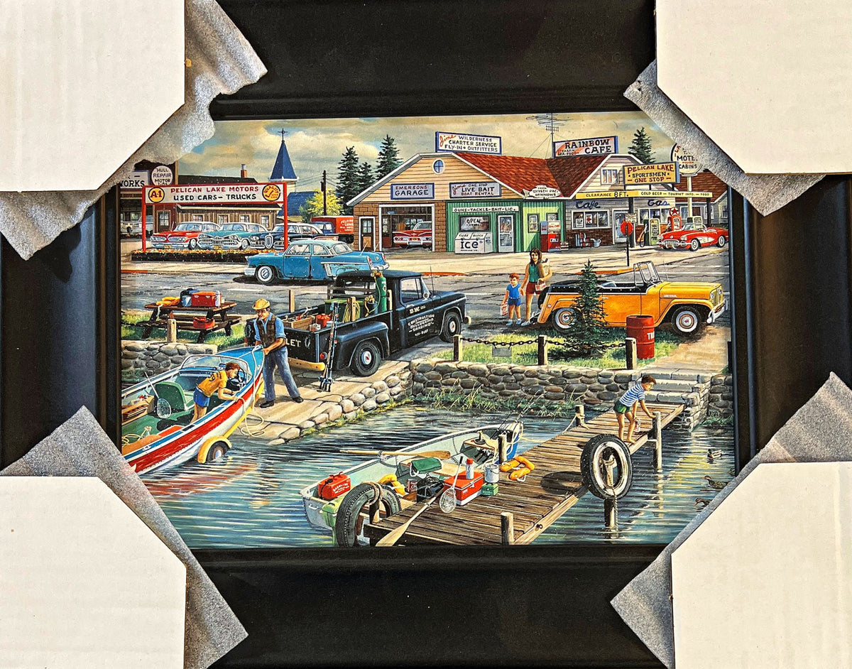 Ken Zylla Lakefront Treasury Fishing Lake Art Print-Framed 15 x 12
