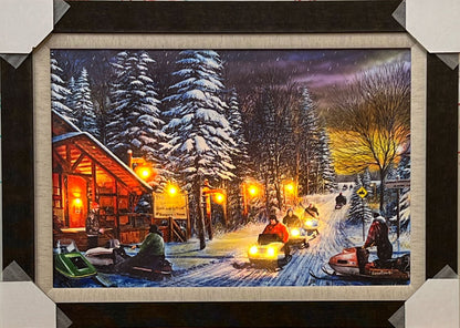 Kevin Daniel Poker Runs Snowmobile Bar Art Print Canvas-Framed 29.5 x 21
