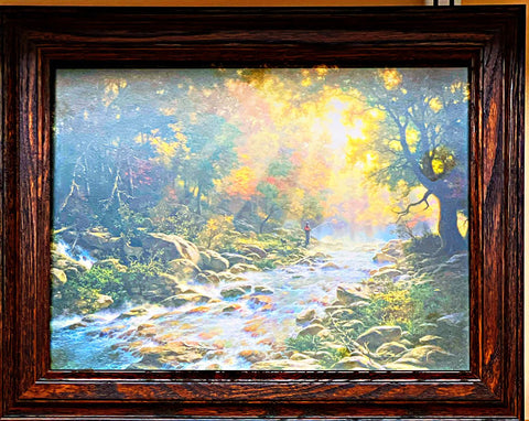 Larry Dyke  framed decorator Trout Fishing Art Print River of Light (14.5"x11.5")