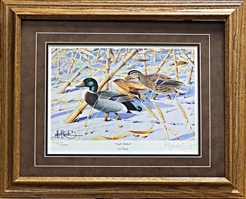 Les Kouba Cornfed Mallards Duck Art Print-Framed 21 x 17