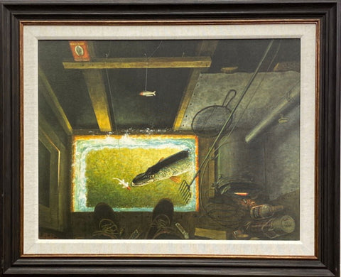 Les Kouba Darkhouse Spearing Canvas Fishing Canvas Art-Framed