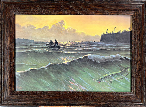 Les Kouba Trolling to the bar Fishing Decorator Print-Framed 14 x 10