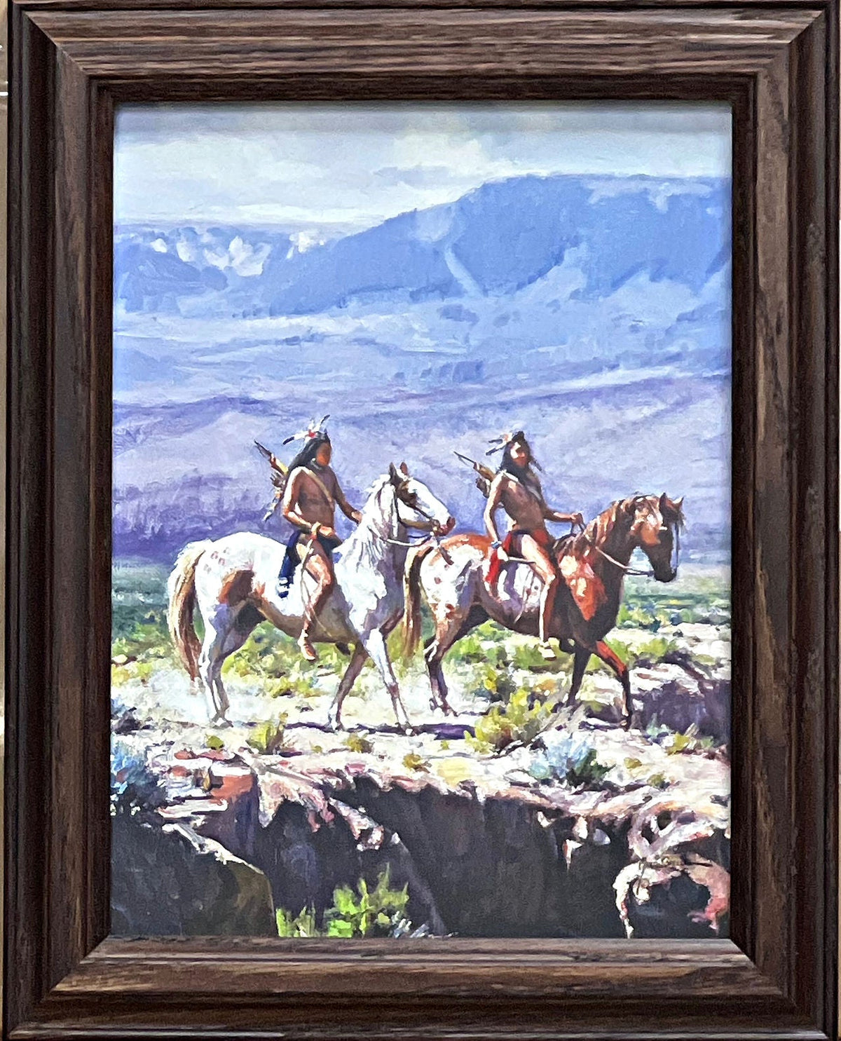 Martin Grelle Framed Decorator Native American Print Scouts in Rough Country