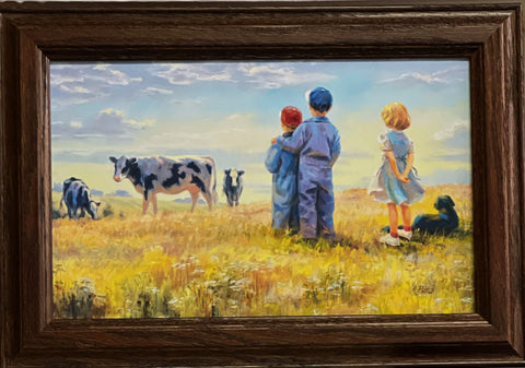 Mary Pettis Remember When Farm Cow Children Art Print Framed 14 x 10