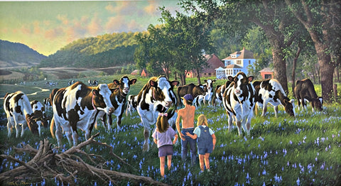 Michael Sieve Bossies N' Bluebells S/N Farm Art Print 29 x 16
