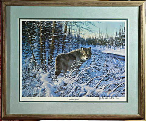 Michael Sieve Northern Guard S/N Wolf Art Print-Framed 25 x 21