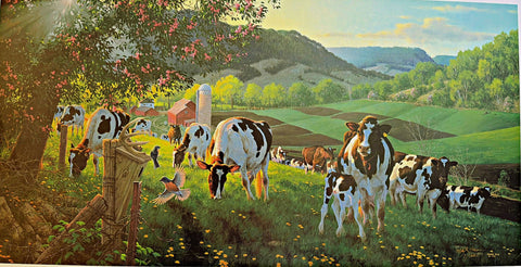 Michael Sieve S/N Farm Cow Art Print God's Country -Holsteins 30"x15"