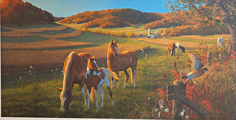 Michael Sieve S/N Farm Horse Art Print God's Country -Horses 30"x15"