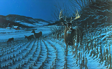 Michael Sieve Whitetail Deer Buck Print Rule #1-Wait til Dark S/N 27.5"x17"
