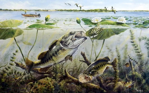 Ray Mertes Watch your Backside Fishing Art Print 21.5 x 13.5