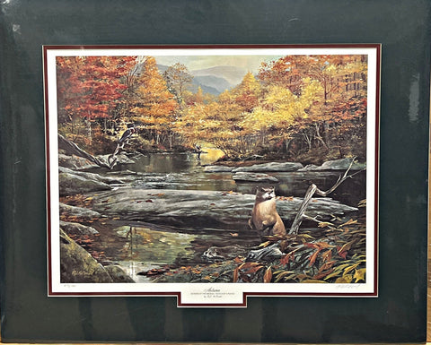 R.J. McDonald Autumn Fly Fishing Animal Art print Matted 28 x 23