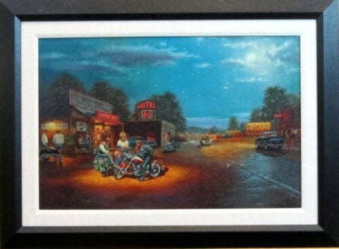 Route 66 Motorcycle Print Framed By Dave Barnhouse 23 x 17