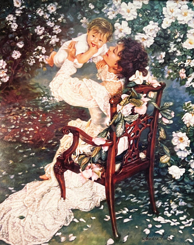Sandra Kuck " Mothers Joy" Mother and Child Flower Garden Print 16" x 20"