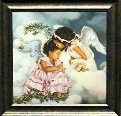 Sandra Kuck Sharing the Love Children Angel art print-Framed