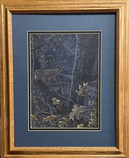Scot Storm Nocturnal Giant Deer Buck Art Print-Framed 17 x 21