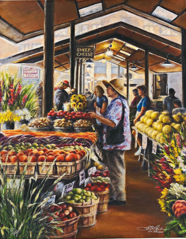 Susan Amidon The Farmers Market Art Print 13.5 x 17-FREE SHIPPING
