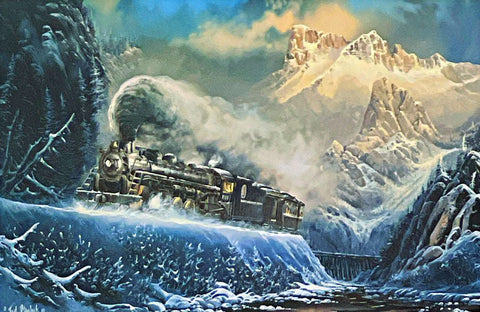 Ted Blaylock S/N Steam Engine Train Print The Scenic Limited (28"x18.5") COA